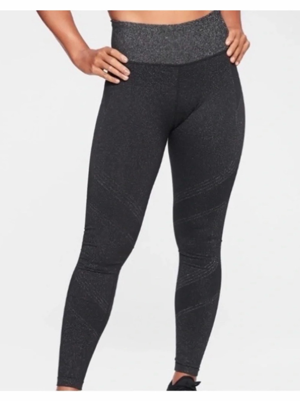 NWT Athleta Lurex Twilight Tight Leggings Black Silver Sparkle High Rise Women S